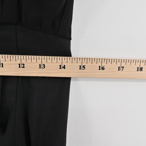 Alice Olivia Black Pleated Dress Size 10 Wool Blend Sheer Short Sleeve Mini - Picture 6 of 13